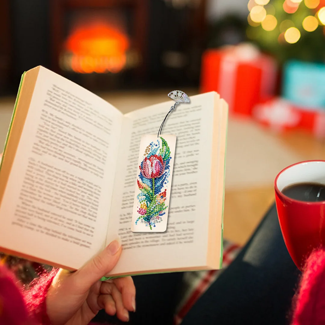 12Pcs Feathers and Flowers DIY Diamond Painting Bookmarks for Reading Enthusiast