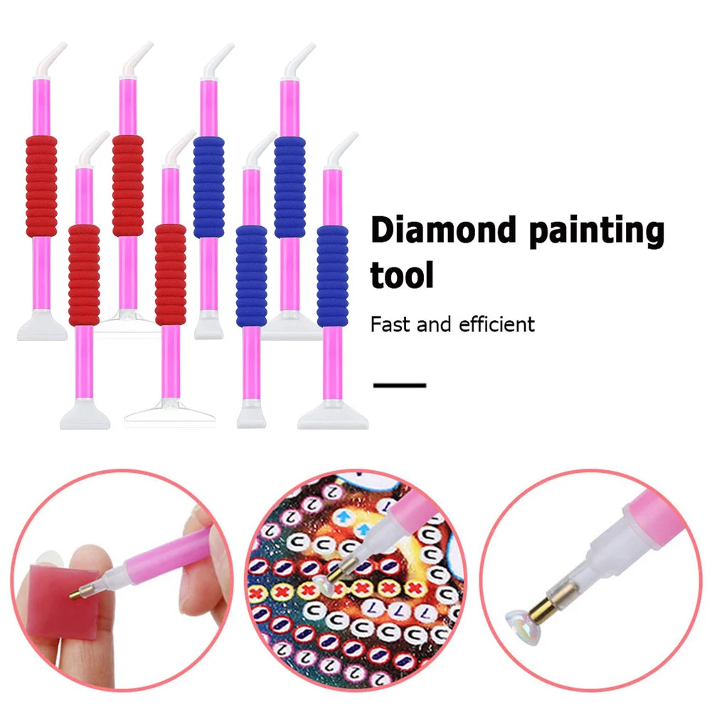 8pcs 5D DIY Diamond Painting Square Point Drill Pen Rhinestones Craft Tools(Pink)