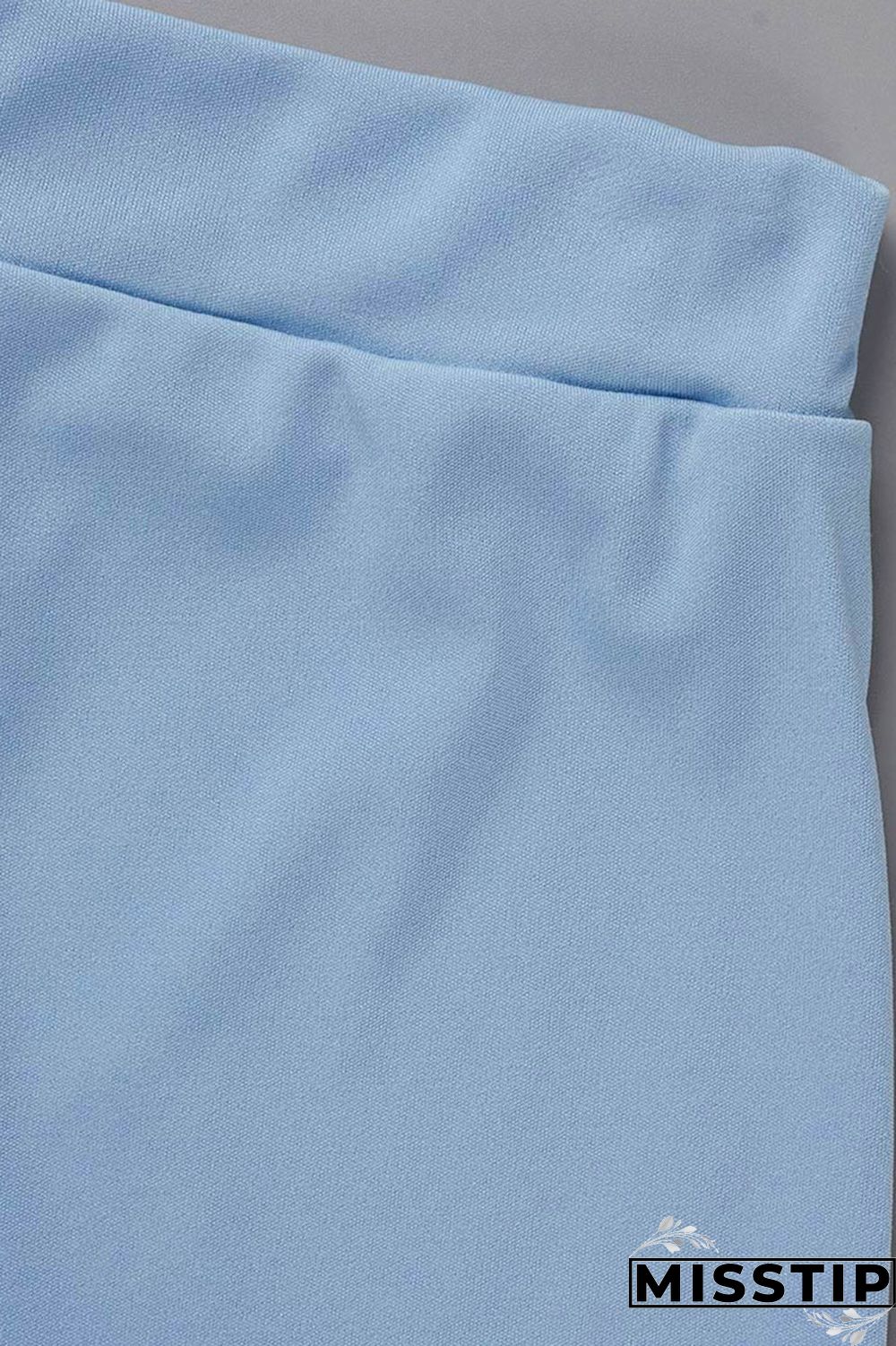 Sky Blue Fashion Casual Solid Patchwork Feathers O Neck Sleeveless Two Pieces