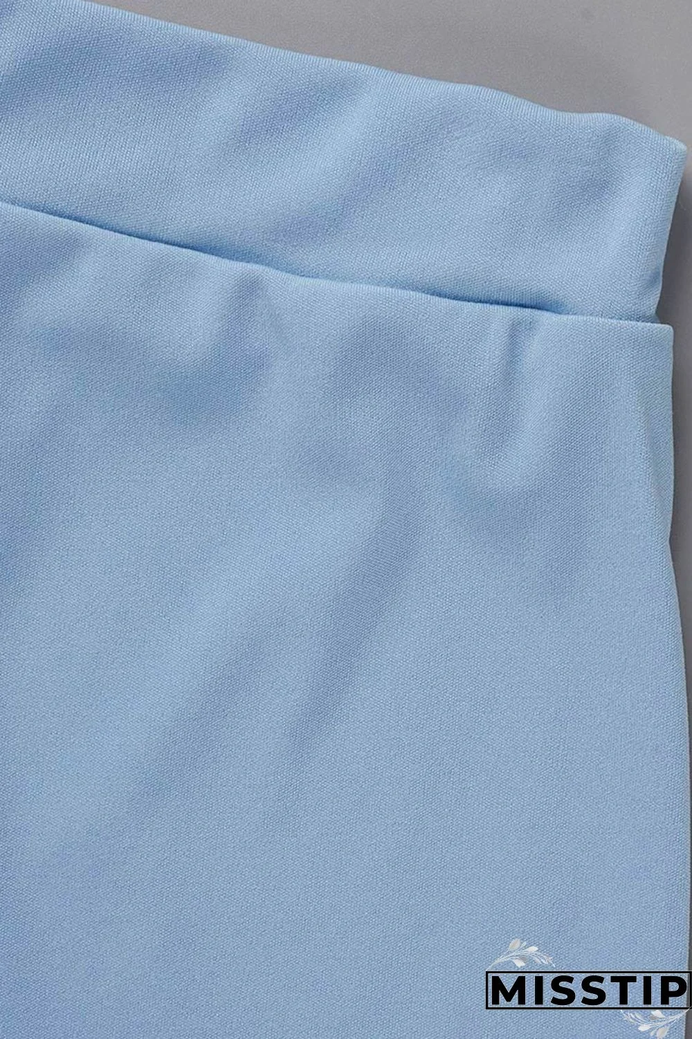 Sky Blue Fashion Casual Solid Patchwork Feathers O Neck Sleeveless Two Pieces