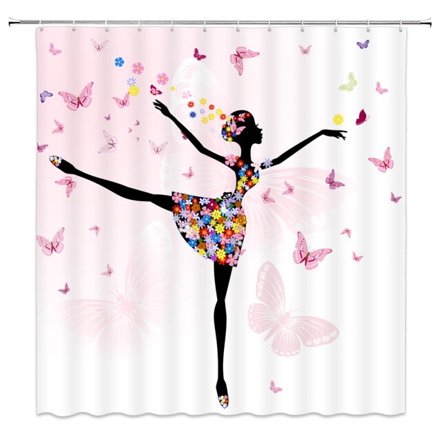 

Shower Curtain – Pink Flower Butterfly Girls-180*180cm, 501 Original