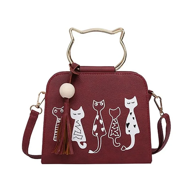 Kawaii Cat Handle Tassel Crossbody Bag