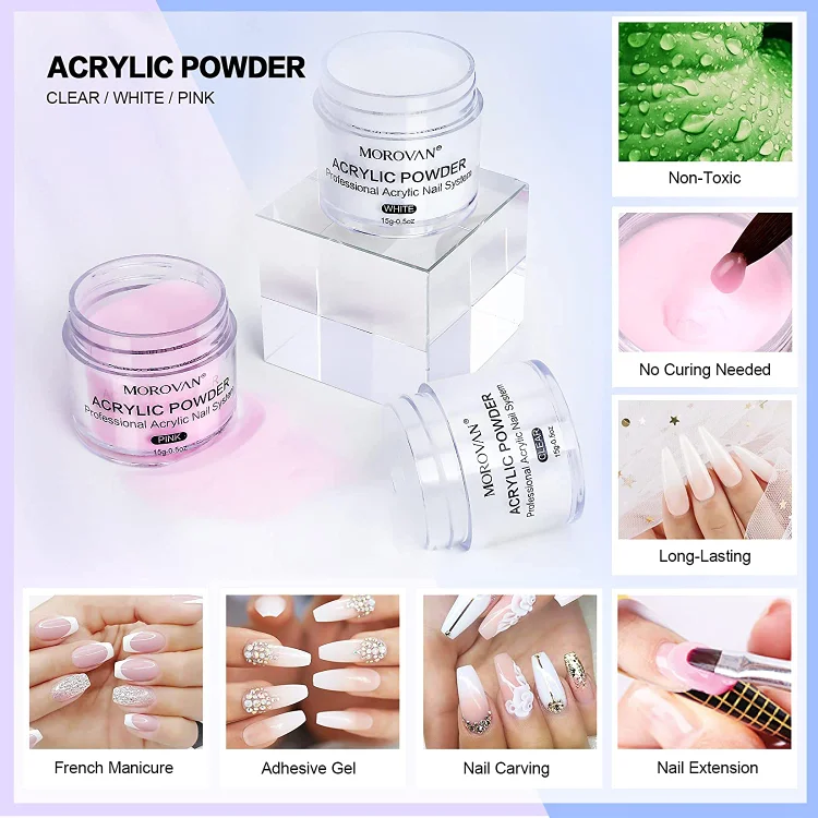 The Powders Make up Pink (Professional Acrylic Nail System Acrylic Powder  Nail Art Powder for Nail Extension French Nails)