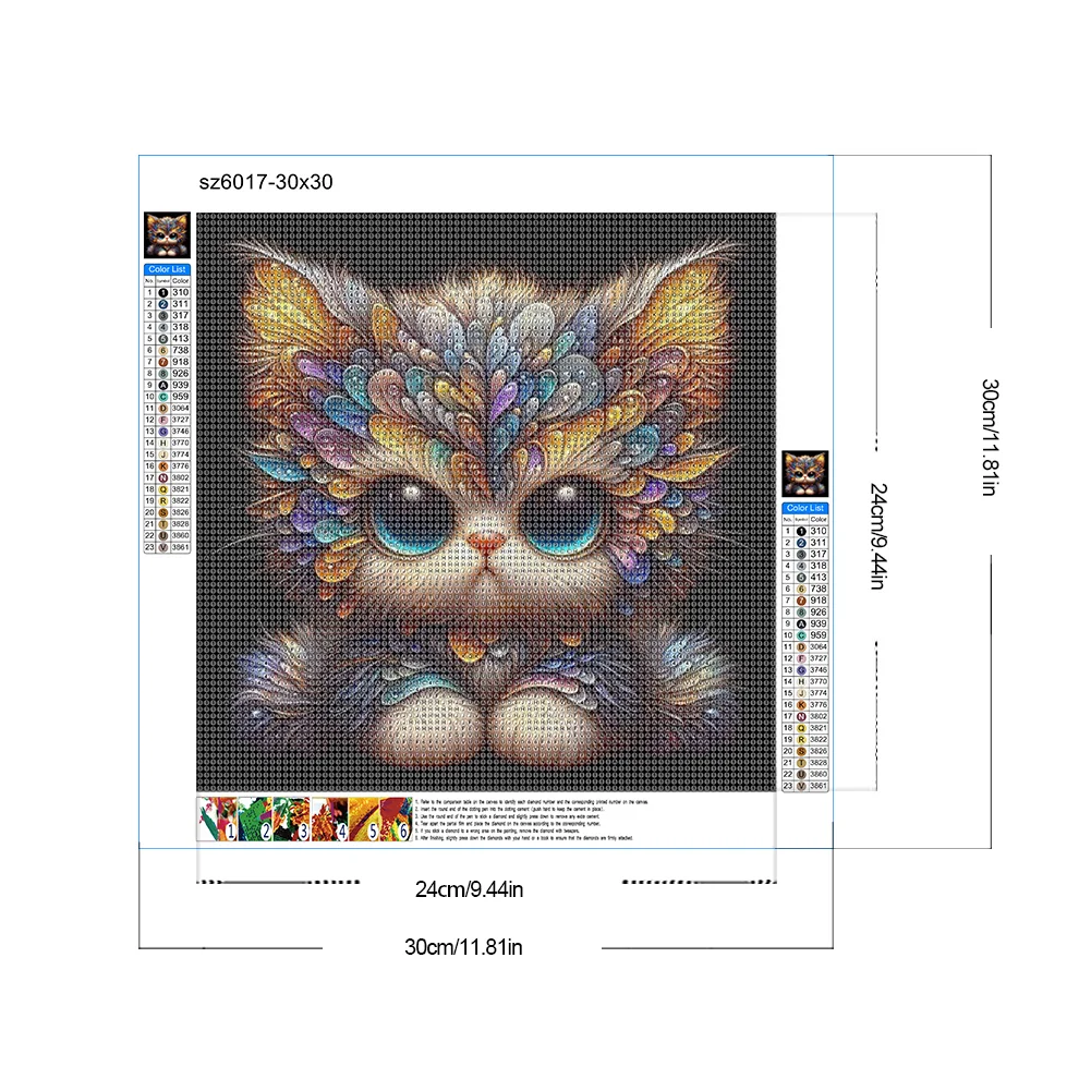 Diamond Painting - Full Round Drill - Cat(Canvas|30*30cm)