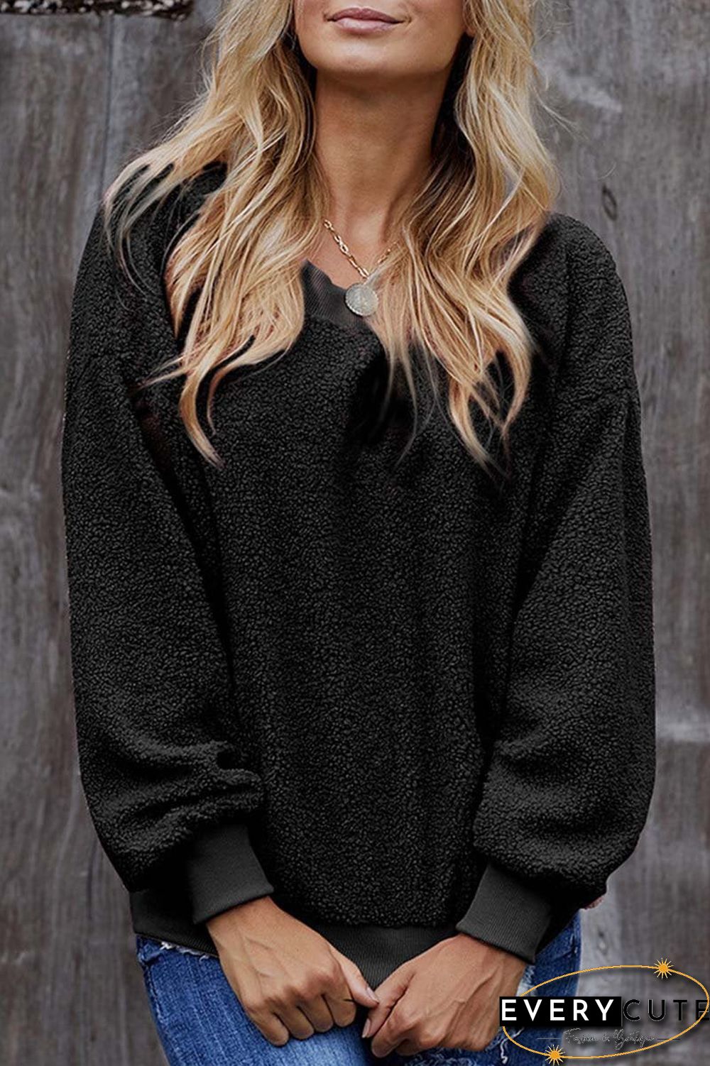 Teddy Plush Sweater Casual Tops