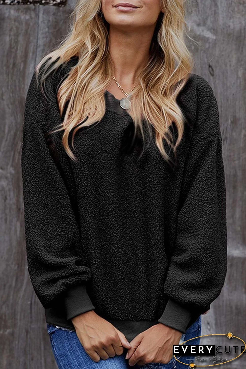 Teddy Plush Sweater Casual Tops