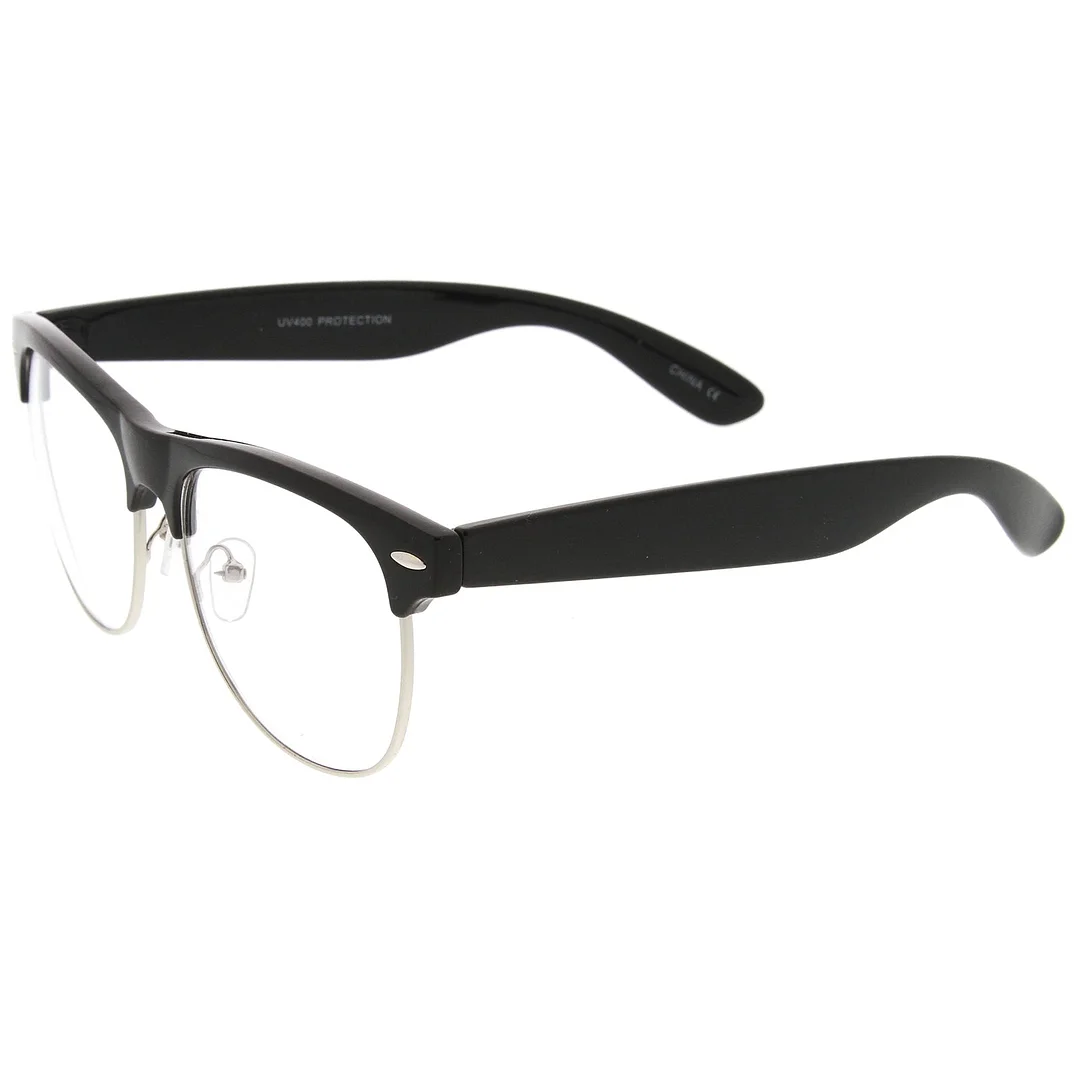 Classic Horn Rimmed Clear Lens Half Frame Glasses 56mm