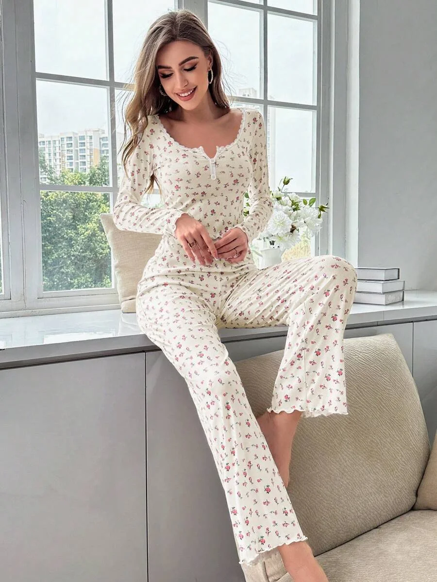 Uveng Exploding Autumn And Winter Home Clothes Sexy Casual Fashion Long-Sleeved Trouser Pyjamas Two Sets Of Women