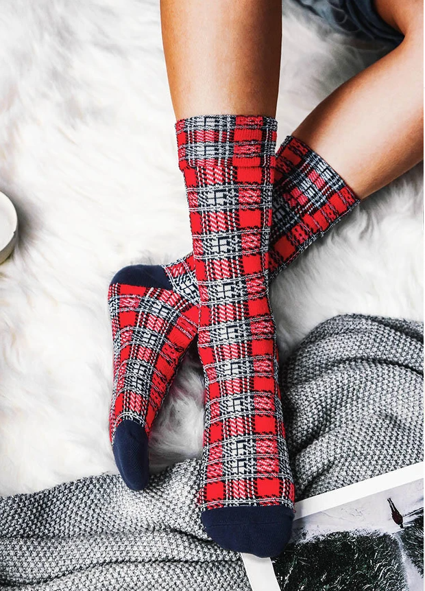 Christmas Plaid Splicing Winter Warm Socks
