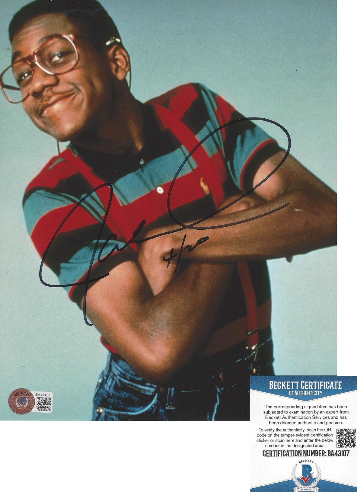 JALEEL WHITE SIGNED 'FAMILY MATTERS' 8x10 SHOW Photo Poster painting BECKETT COA URKEL BAS ACTOR