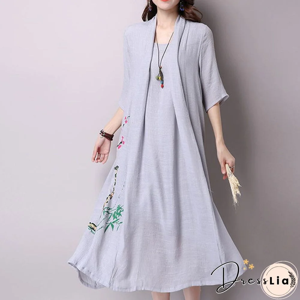 Spring Summer Women's Dress Plus Size Vintage Casual Fashion Half Sleeve Office Elegant One Piece Ladies Fashion Dresses