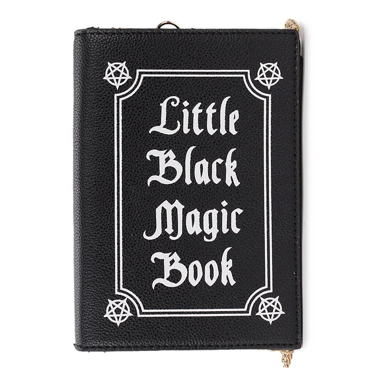 Little Black Magic Book Shoulder Bag, Adorable Vintage Crossbody Mini Bag For Women
