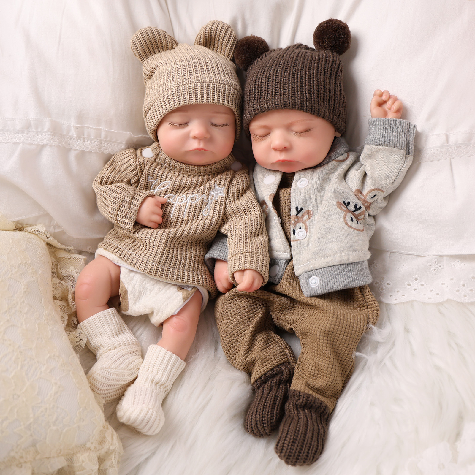 Babeside Noah 12'/16' Realistic Silicone Sleeping Baby Little Infant Boy Best Gift for Kids Twins-Boy-16 Inches