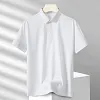 Men's Ice Silk Polo Shirt Short Sleeve Summer Turn Down Collar Business Casual Plus Size Quick Dry