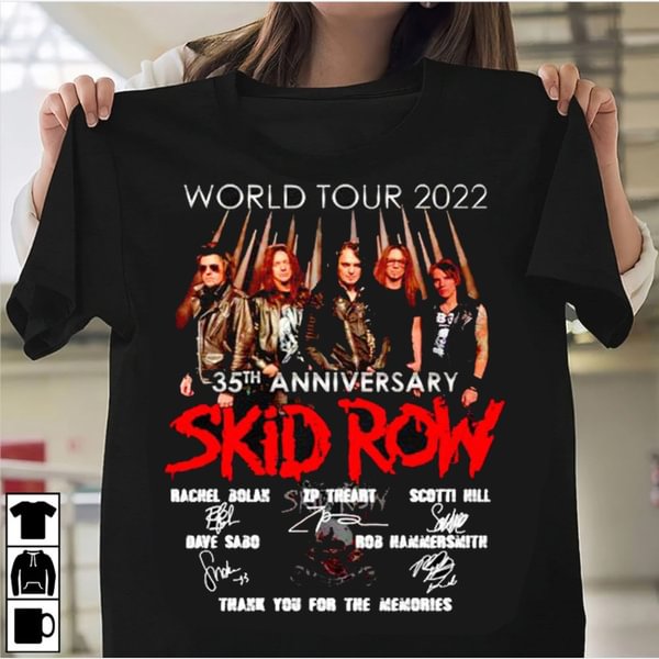 World Tour 35th Anniversary Skid Row Thank You for The Memories Signatures Shirt - Shop Trendy Women's Clothing | LoverChic