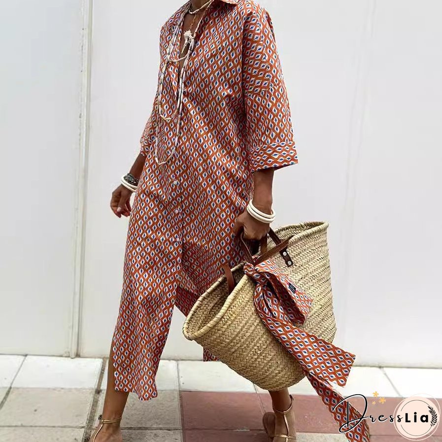 Women's Half Sleeve Striped Slit On Both Sides Dresses