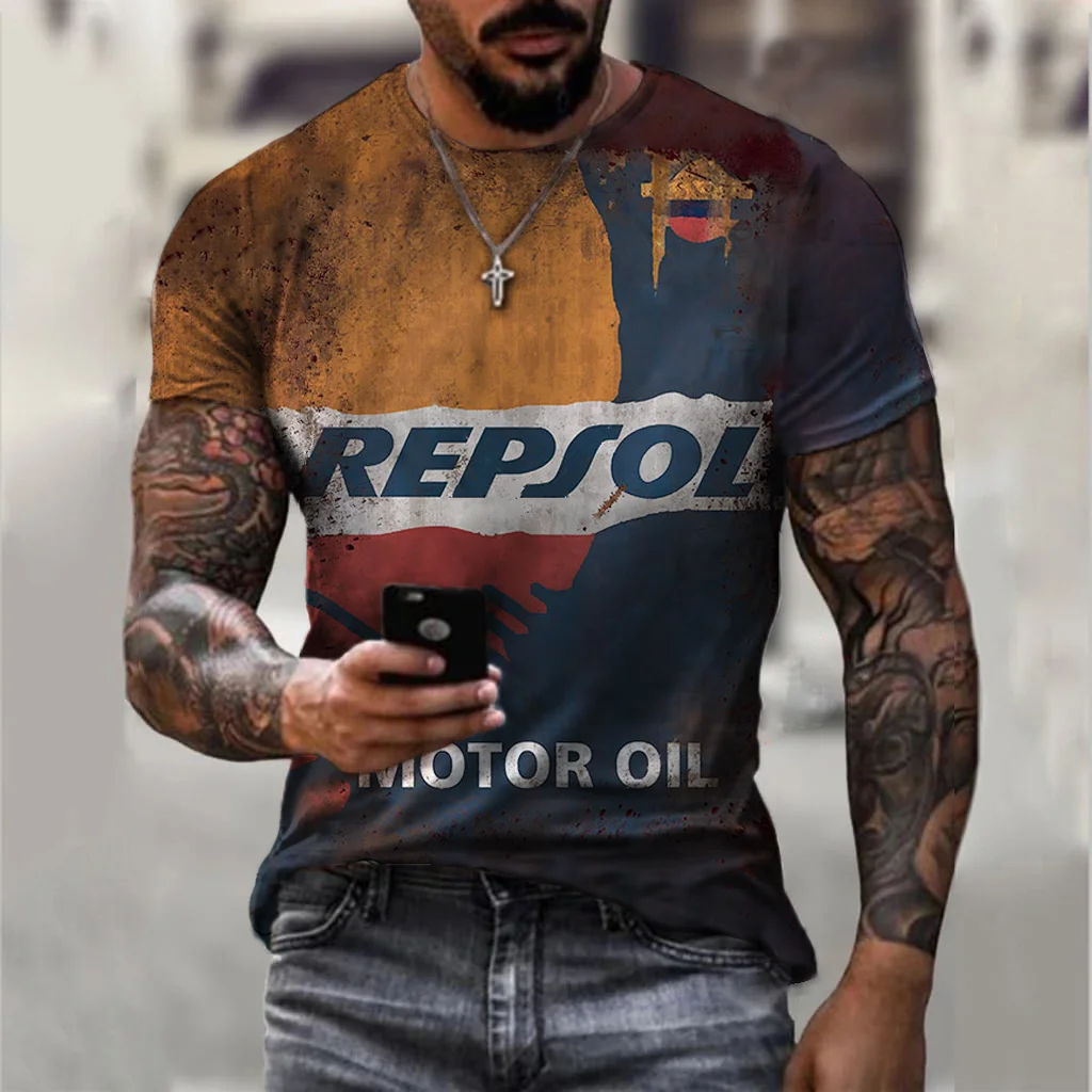 Retro Engine Oil Rust Plate Print T-shirt / [viawink] /