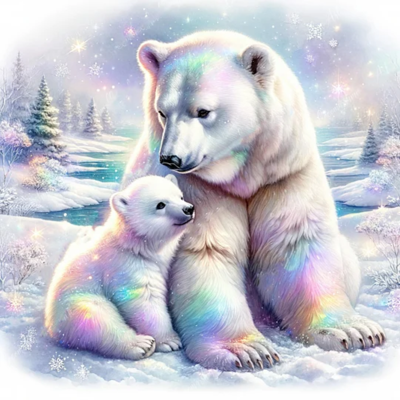 Polar Bear 50*50cm (canvas) full round drill(40 colors) diamond painting