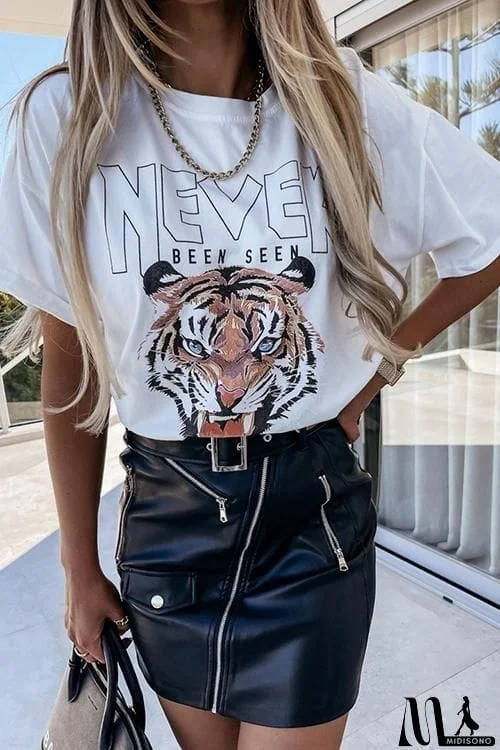 Tiger Print Short Sleeve T Shirt