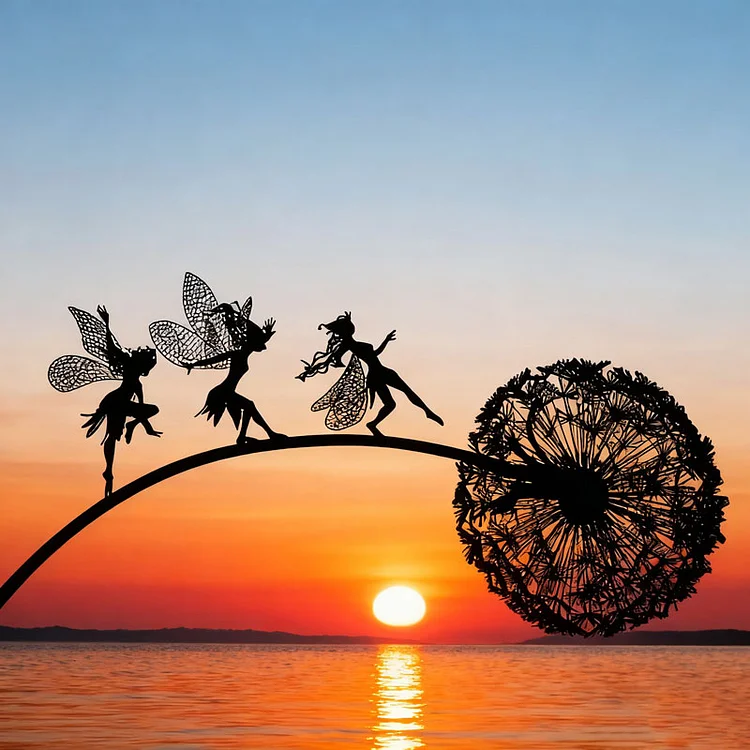 Metal Fairy Garden Sculpture - The Naughty Spirits Are Dancing