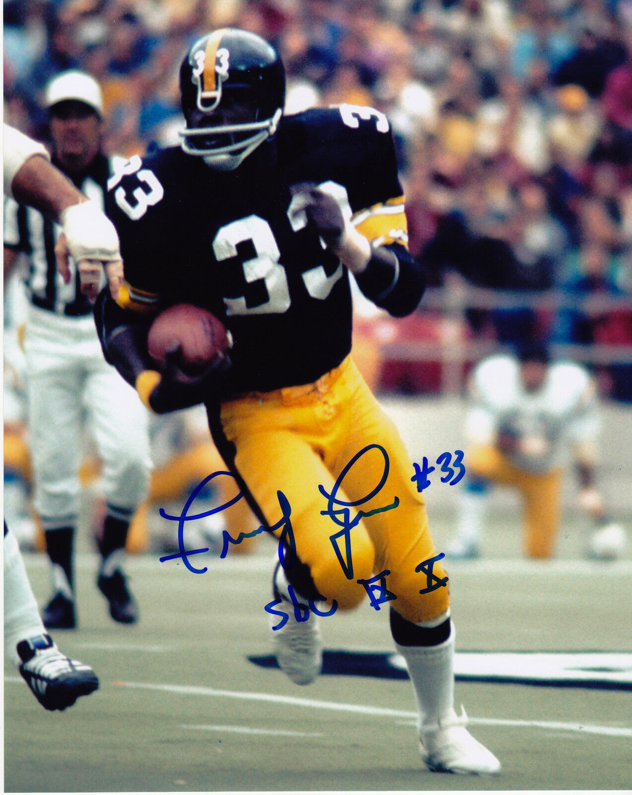 FRENCHY FUQUA PITTSBURGH STEELERS SUPER BOWL CHAMPS IX, X ACTION SIGNED 8x10