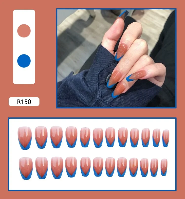 French V Simplicity Elegant Trapezoidal Wearable Fake Nails-Nail Inspo