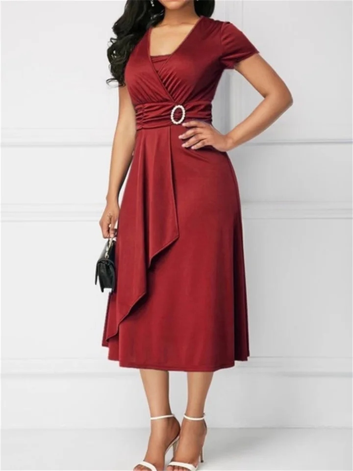 Fashion Temperament Asymmetric Skirt V-neck Dress Party Evening Dress Black Dresses | EGEMISS