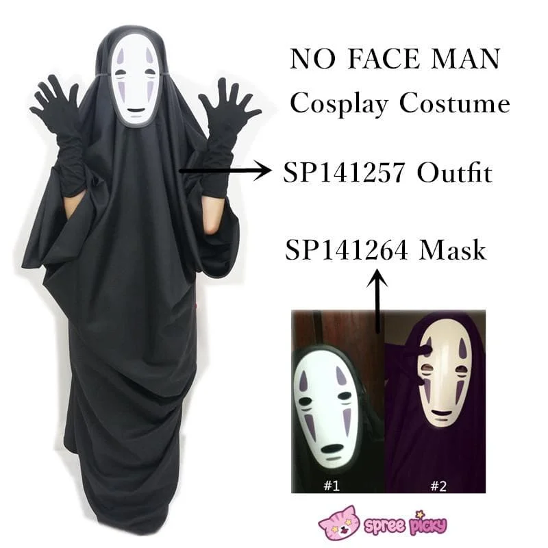 Sen and Chihiro's Spiriting Away NO FACE MAN Cosplay Costume Outfit SP141257 |Mask SP141264