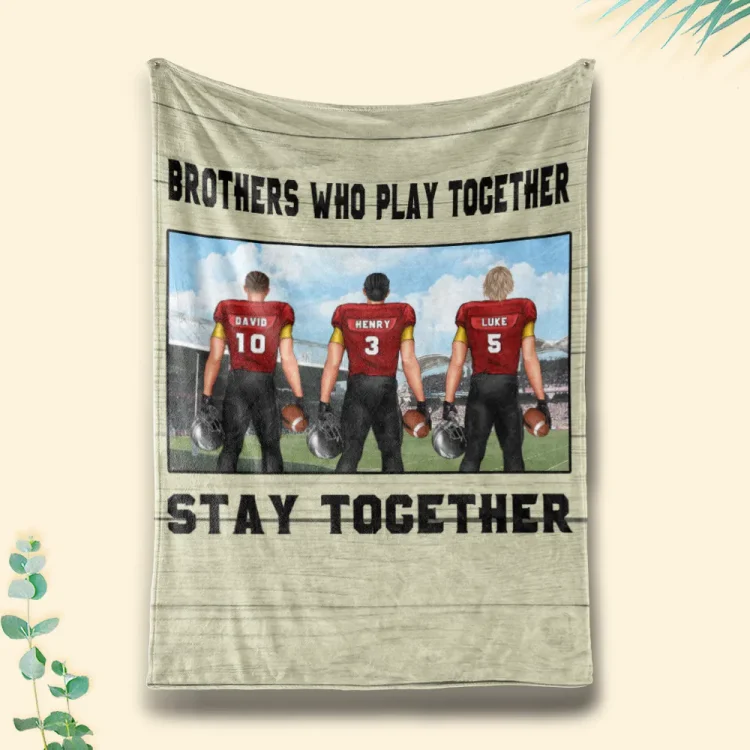 Personalized American Football Brothers Blanket - Brothers Who Play Together