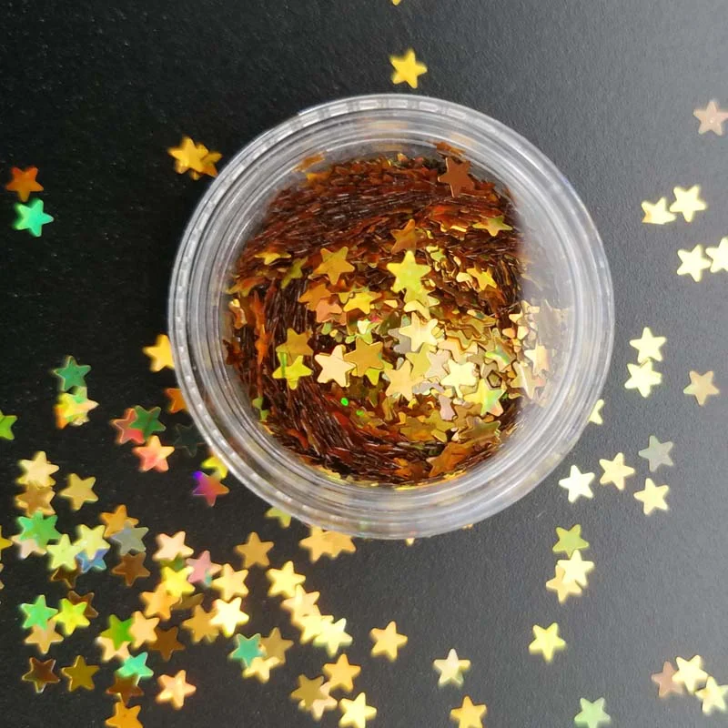 3mm Sequins DIY Flat Five-pointed Star Moon Sequin Paillettes Sewing Craft DIY Laser Silver Nail Sequin Accessories Decorations