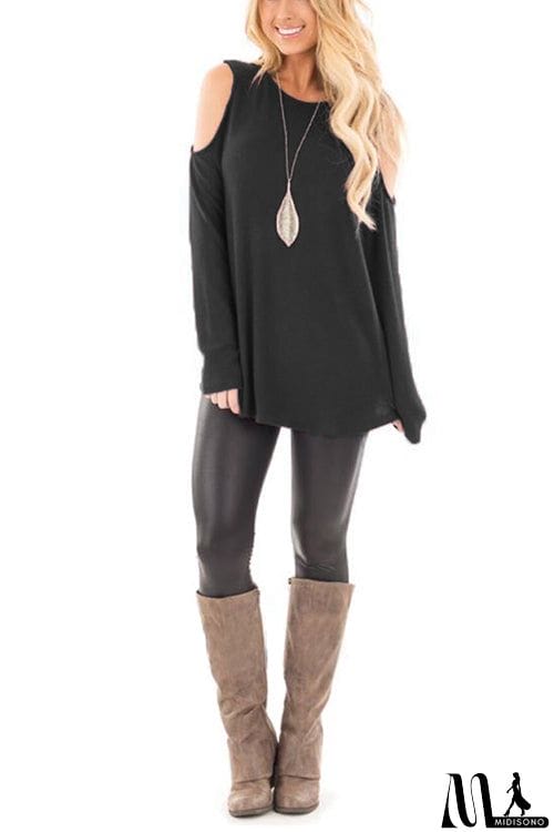MidiSono - Casual Off-Shoulder Lantern Sleeve Top