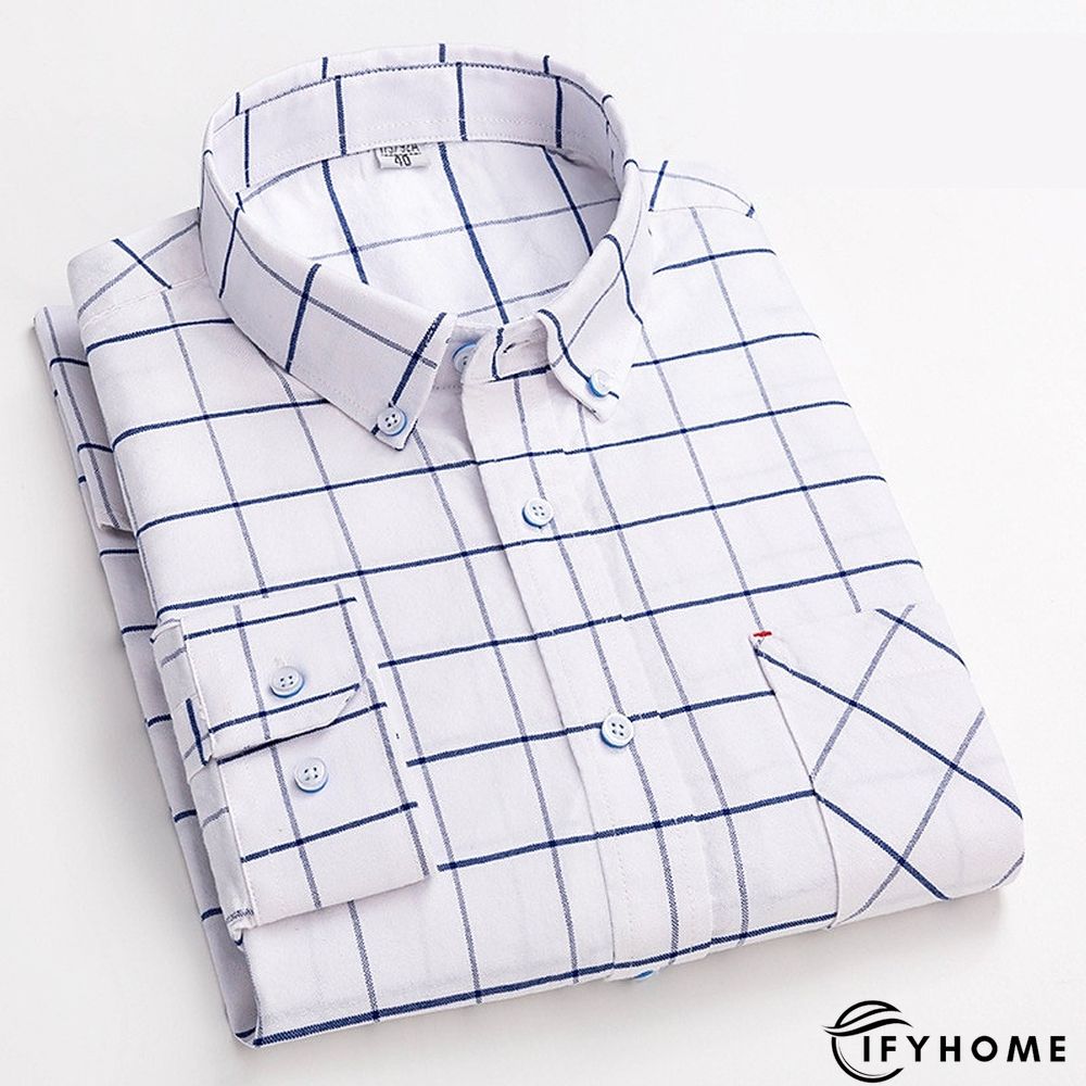 Men's Denim Shirt Turndown Spring &  Fall Long Sleeve A B C Plaid / Striped / Chevron / Round Daily Wear Clothing Apparel Print | IFYHOME