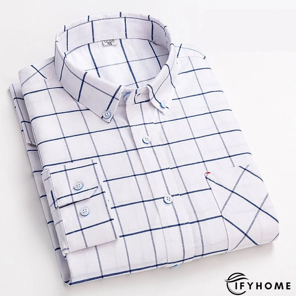 Men's Denim Shirt Turndown Spring &  Fall Long Sleeve A B C Plaid / Striped / Chevron / Round Daily Wear Clothing Apparel Print | IFYHOME