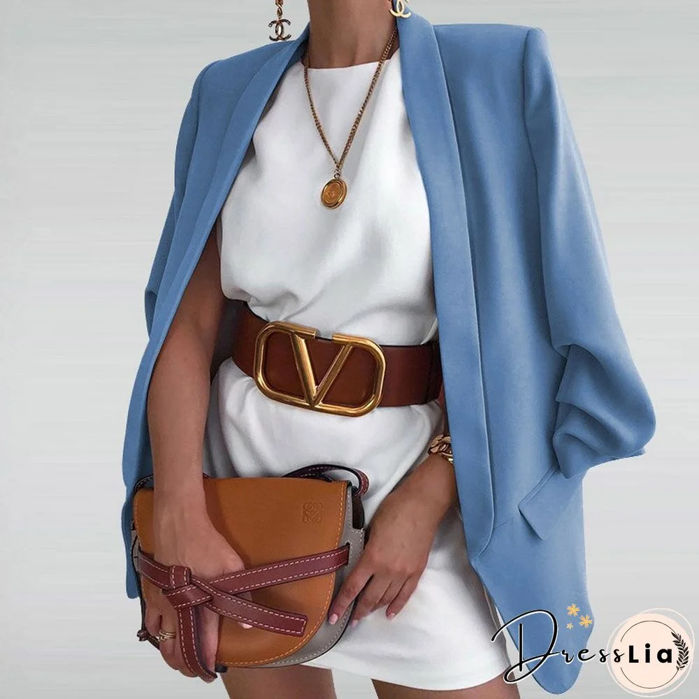 Women's Formal Jacket New Autumn Elegant Lapel Slim Cardigan Suit Office Fashion Solid Color Jacket Casual Street Modern