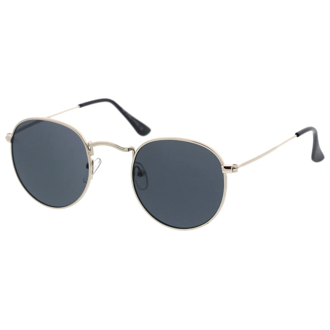 Classic Full Metal Frame Slim Temple Round glasses 45mm