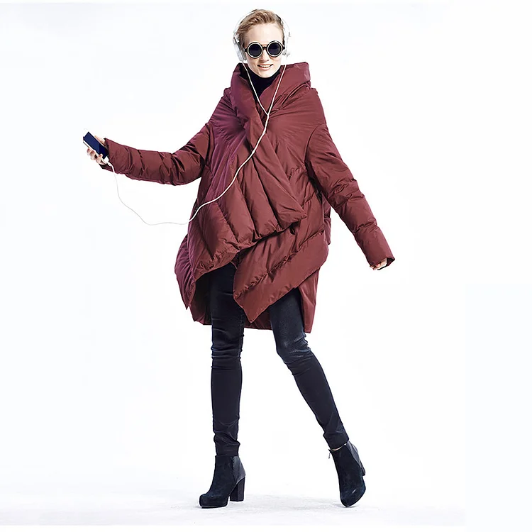 Urban Style Solid Color Thickened Down Coat