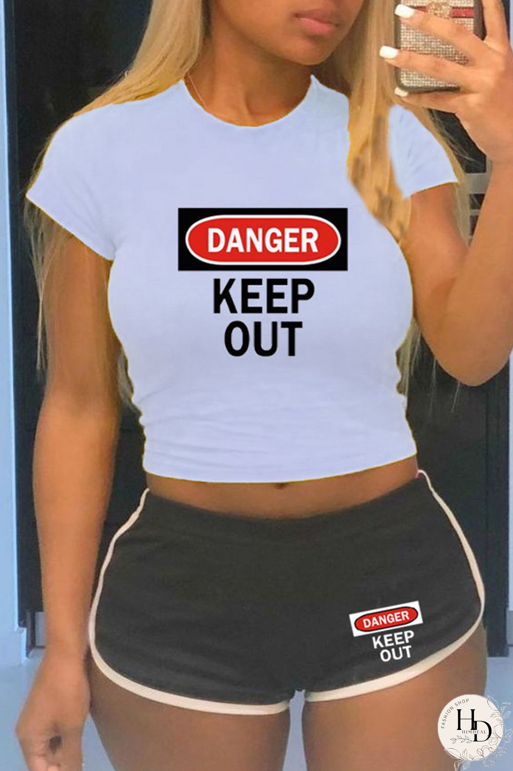 Red Fashion Casual Letter Print Basic O Neck Short Sleeve Two Pieces