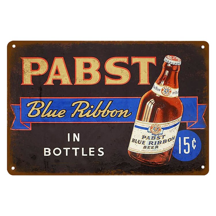 Ruban bleu Pabst - Enseigne Vintage Métallique/enseignes en bois - 20*30cm/30*40cm