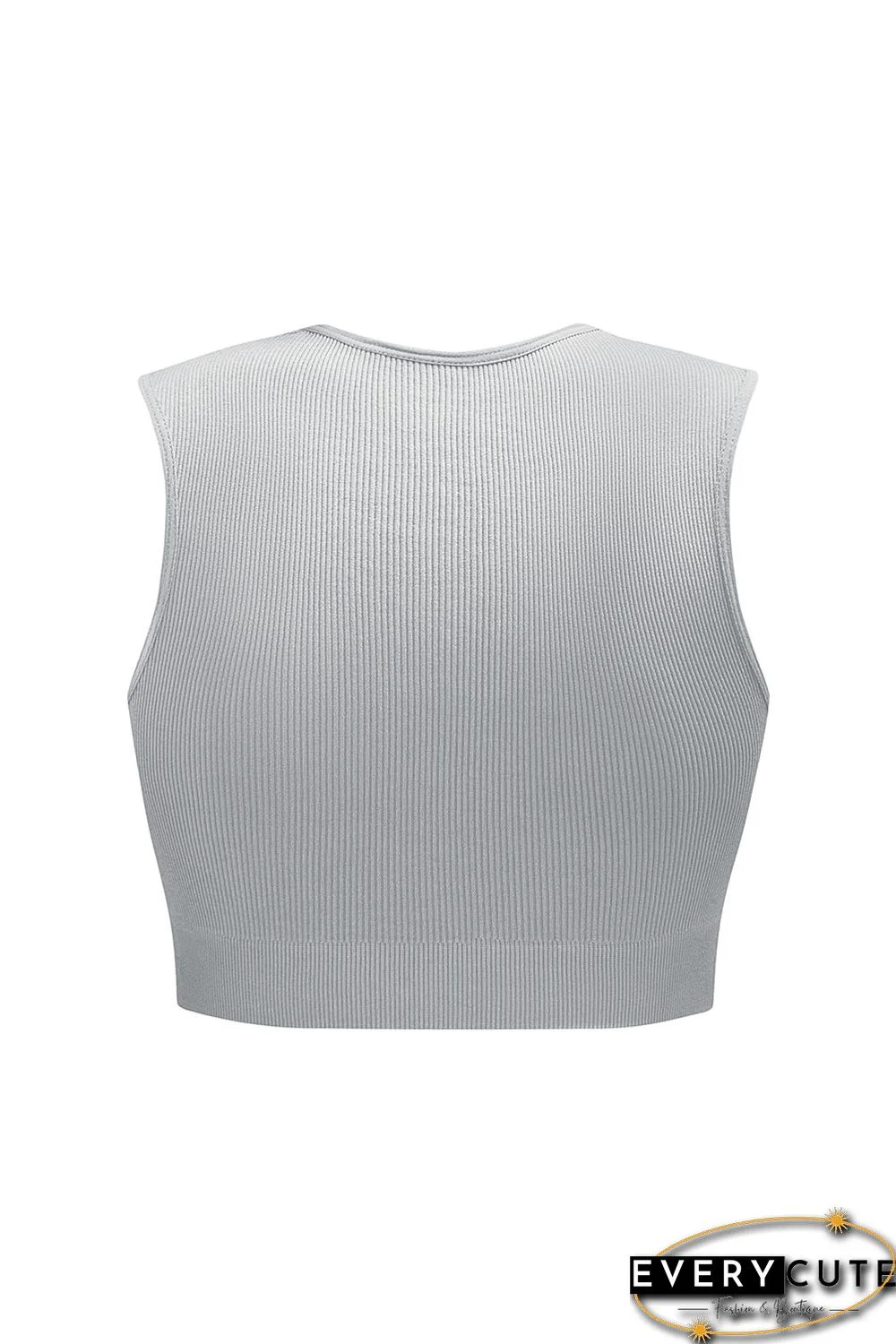 Gray Joint Straps Sleeveless Ribbed Gym Top