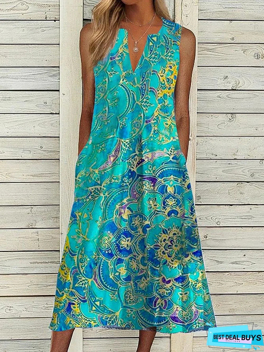 Halter Abstract Casual Sleeveless Dresses