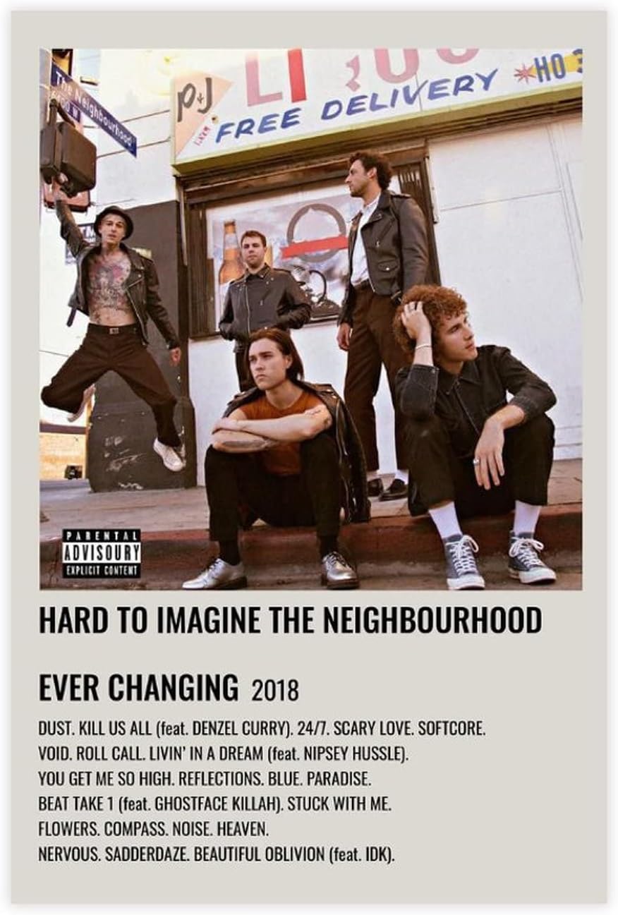 The Neighbourhood Hard to Imagine Music Canvas Poster Wall Art Decor Print Picture Paintings for Living Room Bedroom Decoration Unframe-style 12x18inch(30x45cm) Unframe-style12x18inch(30x45cm)