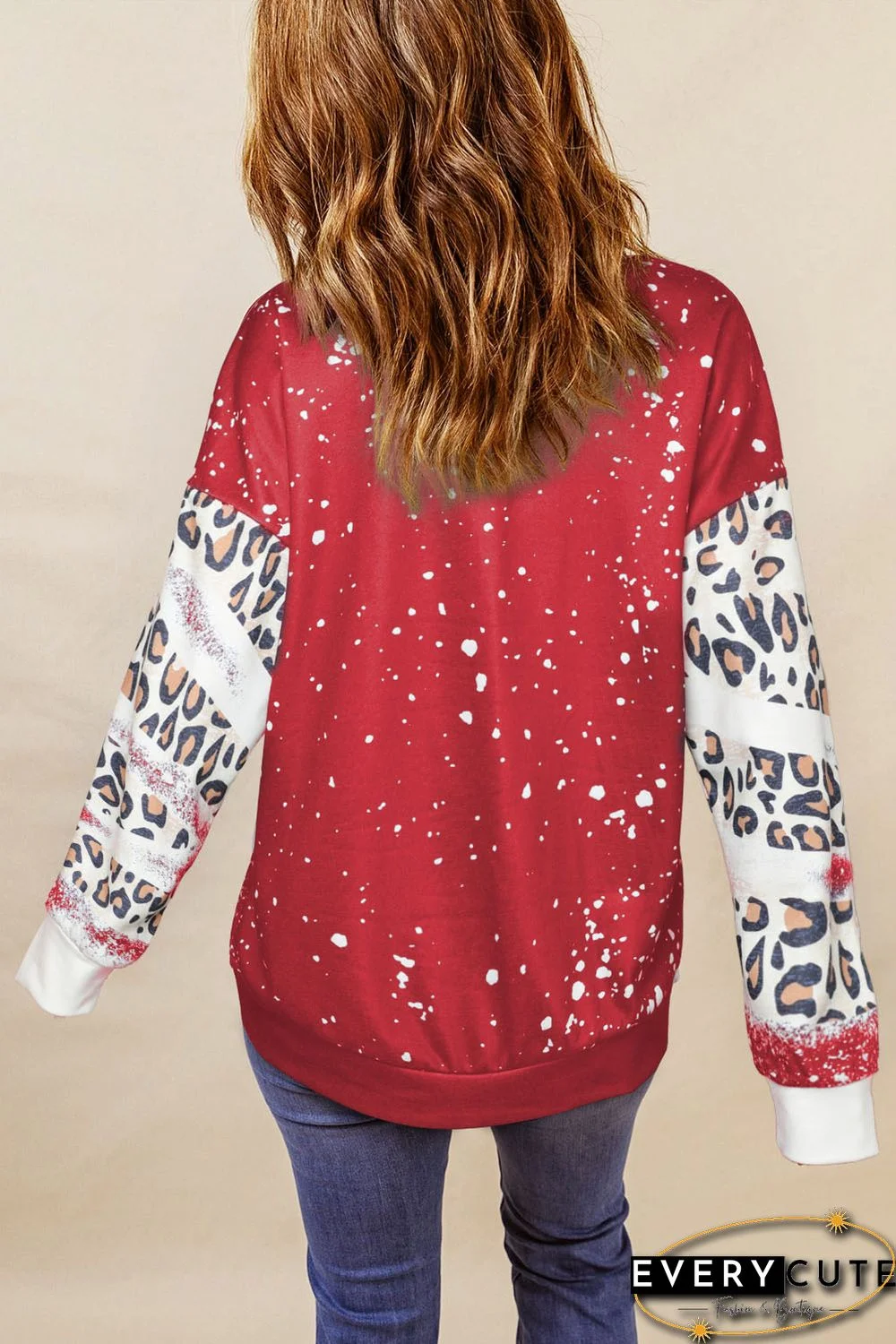 Red Leopard Bleached LOVE VIBES Valentines Sweatshirt