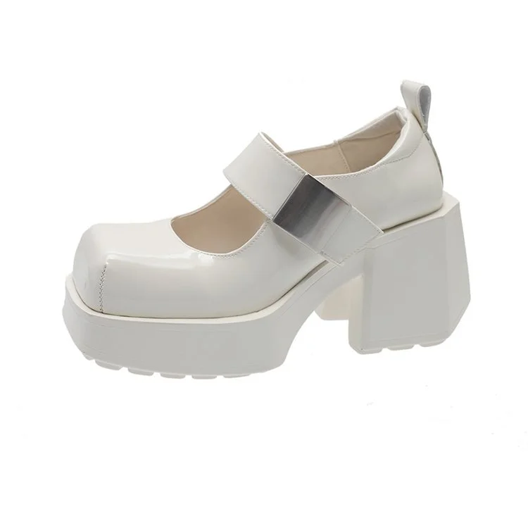 Yyvonne Heel Mary Jane Women's Shoes 2025 Spring And Summer New Square High Heel Single Shoes French Shallow Magic Sticker Small Leather Shoes
