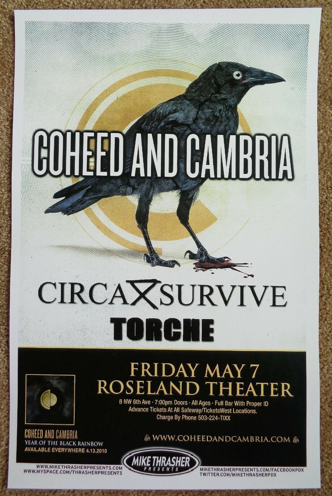 COHEED AND CAMBRIA 2010 Gig POSTER Portland Oregon Concert