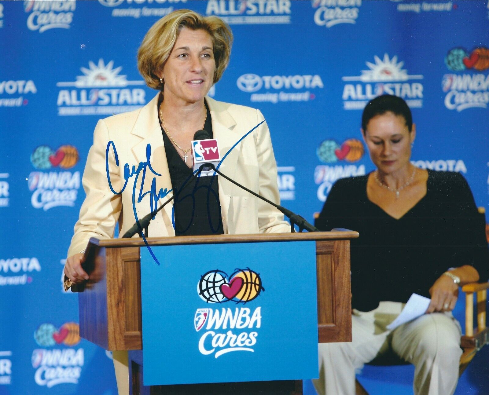 Signed 8x10 CAROL BLAZEJOWSKI WNBA Autographed Photo Poster painting COA