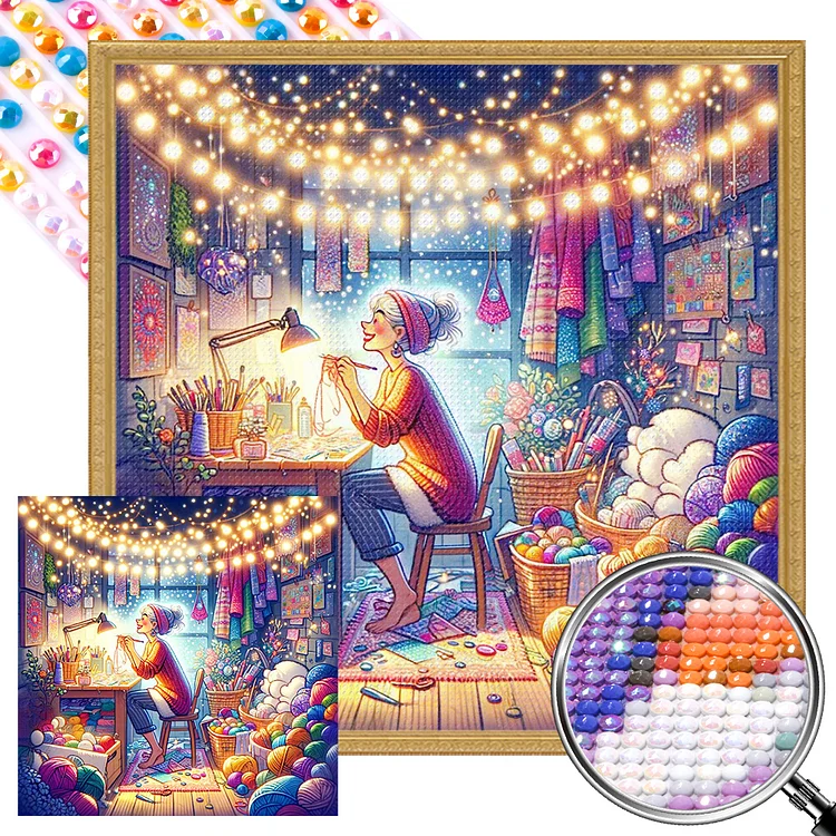 Handmade Lady - Full Round(Partial AB Drill) - Diamond Painting(45*45cm)