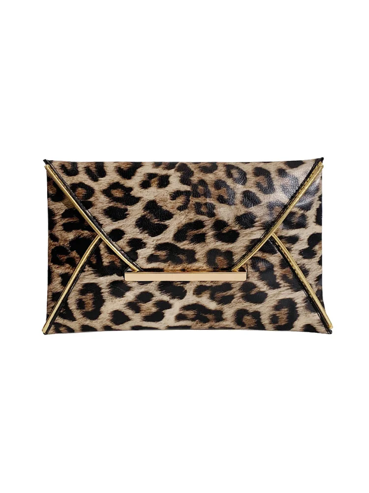 Fashion Women Animal Printing PU Day Clutches Large Envelope Bag (Leopard)