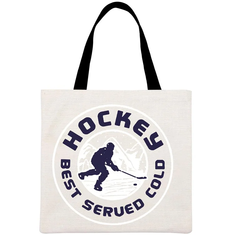 Hockey Best Served Cold Printed Linen Bag-Annaletters