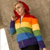 Arcobaleno felpa con cappuccio casual con cerniera