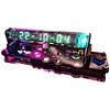 IV18 fluorescent tube clock, imitation digital tube clock cyberpunk, display time, date and temperature, computer desk with decoration, Reteo modern desk clock - RGB